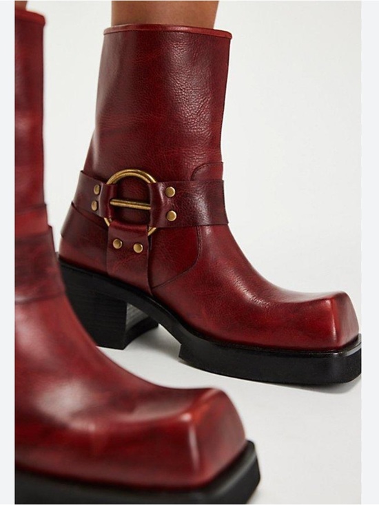 Jeffrey Campbell Shoes - NEW Free People Jeffrey Campbell Lights Out Moto Boot Leather Maroon Size 7 *